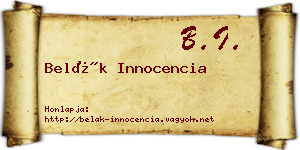 Belák Innocencia névjegykártya